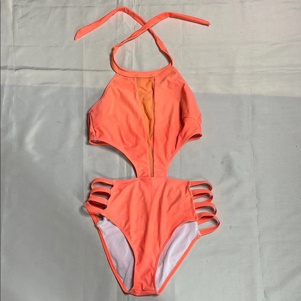 Orange Halter Neck Women's Swimsuit